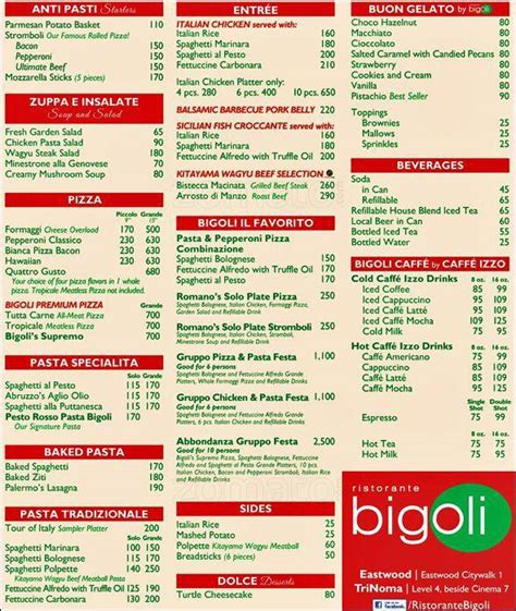 Ristorante Bigoli Menu .